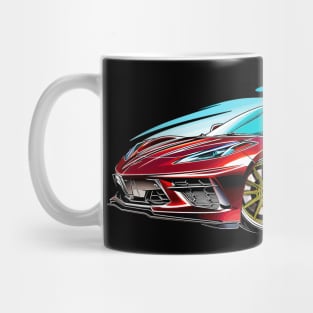 Red Mist HTC C8 Corvette Supercar Racecar Muscle Car Red Hardtop Convertible Corvette C8 Mug